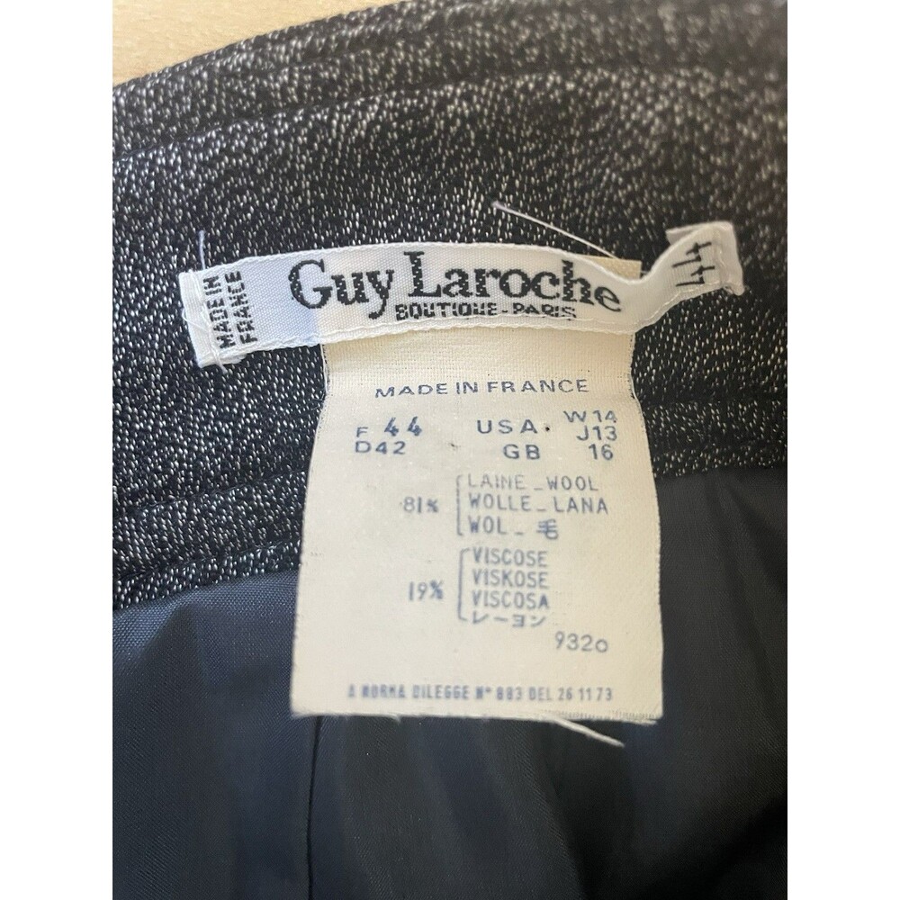 VTG Guy Laroche Skirt Wool Blend Size 44 Large Made in France Black - Picture 5 of 10